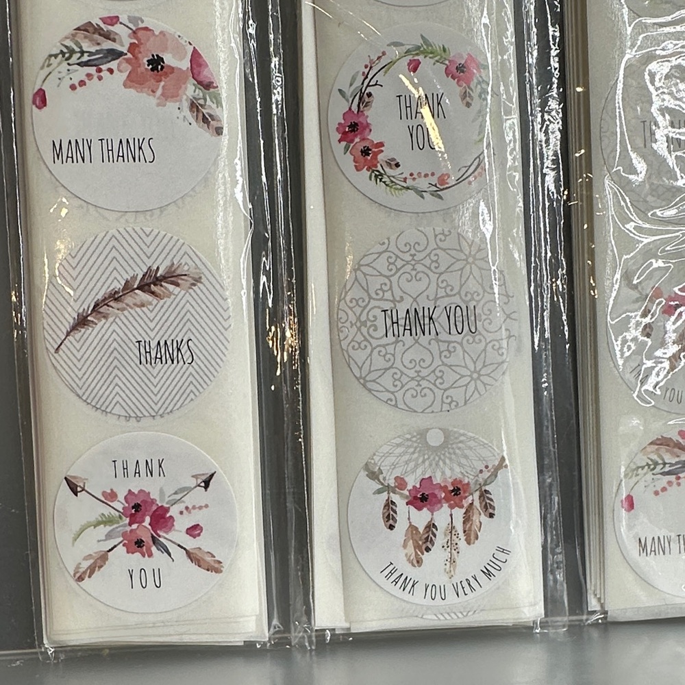 300  1 Inch Boho Floral Thank You Sticker Set - Picture 8 of 8
